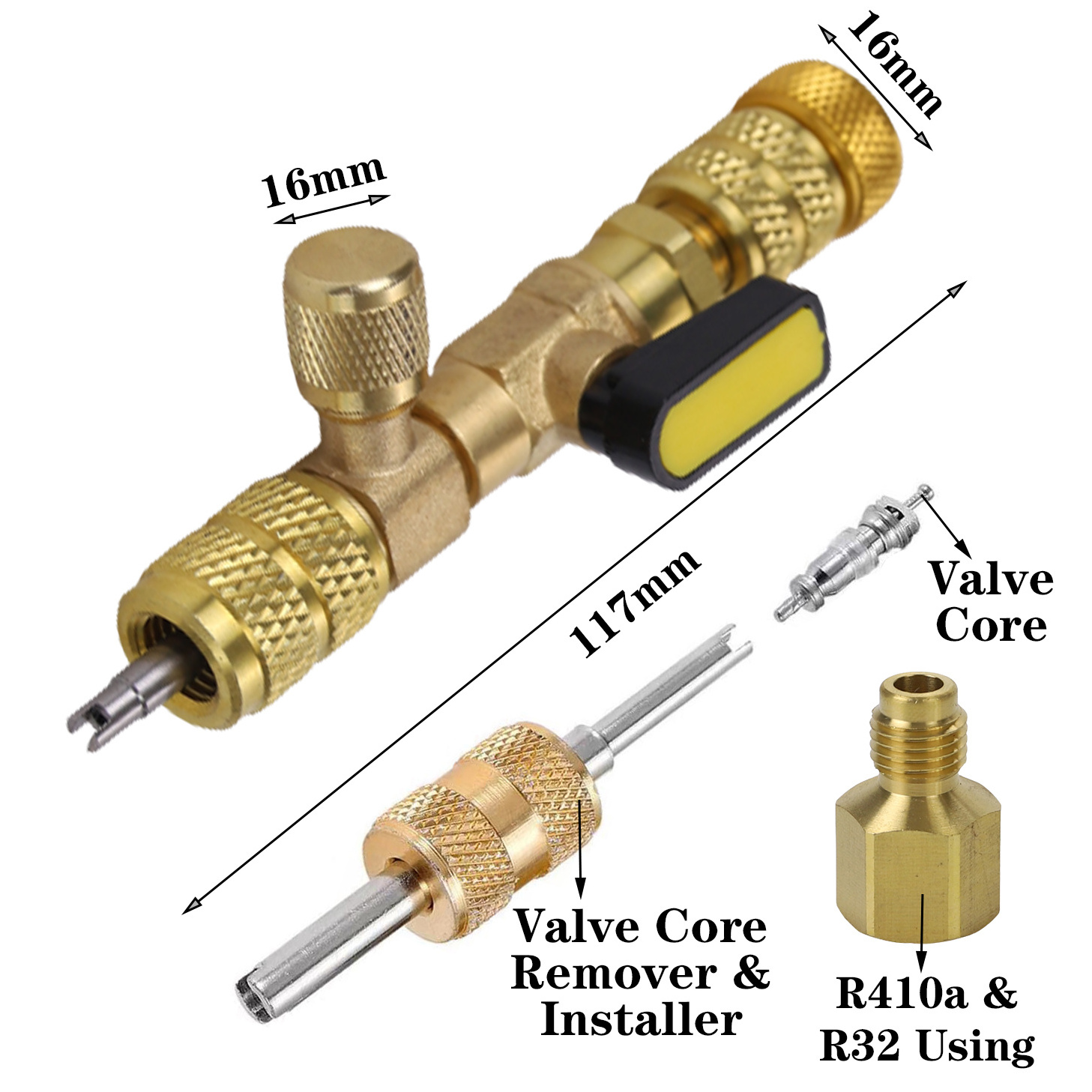 Valve Core Remover Installer Tool With 10PCS Valve Cores And Double Head Valve Core Remover