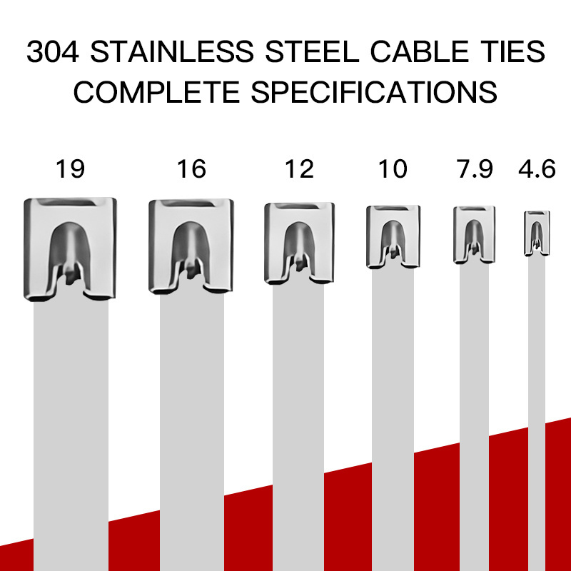 High Quality 100pcs/bag Ball Lock stainless steel strapping 4.6*500mm 304Metal cable clips Zip Ties Stainless Steel Ties