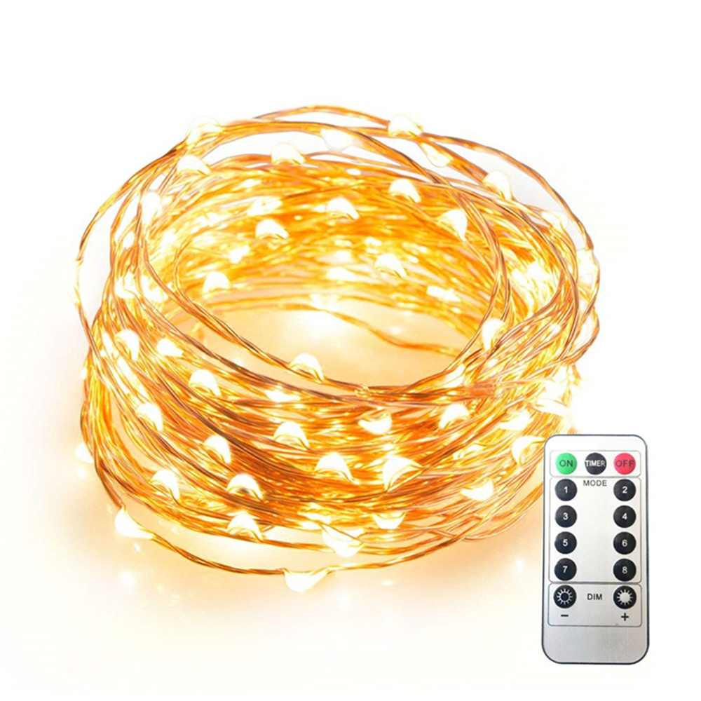 Waterpoof Remote Control Fairy Lights Battery Operated 8 Mode Timer String Copper Wire LED String Lights