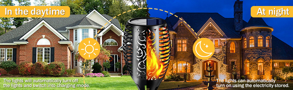 12/33/72/96 LED Solar Flame Torch Light Flickering Waterproof Garden Decor Landscape Lawn Lamp Path Lighting Torch Outdoor Light