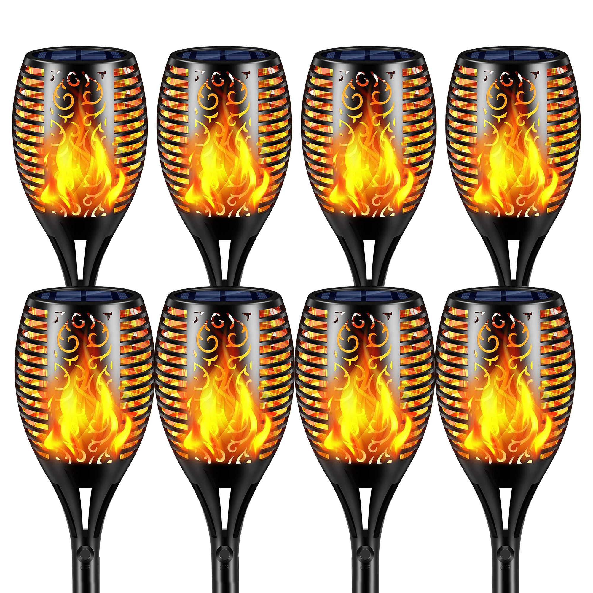 96LED Solar Tiki Torches Flame Lights Dance Fire Mini Solar Powered Outdoor Garden Path Torch Stake Lamps for Driveway Pathway