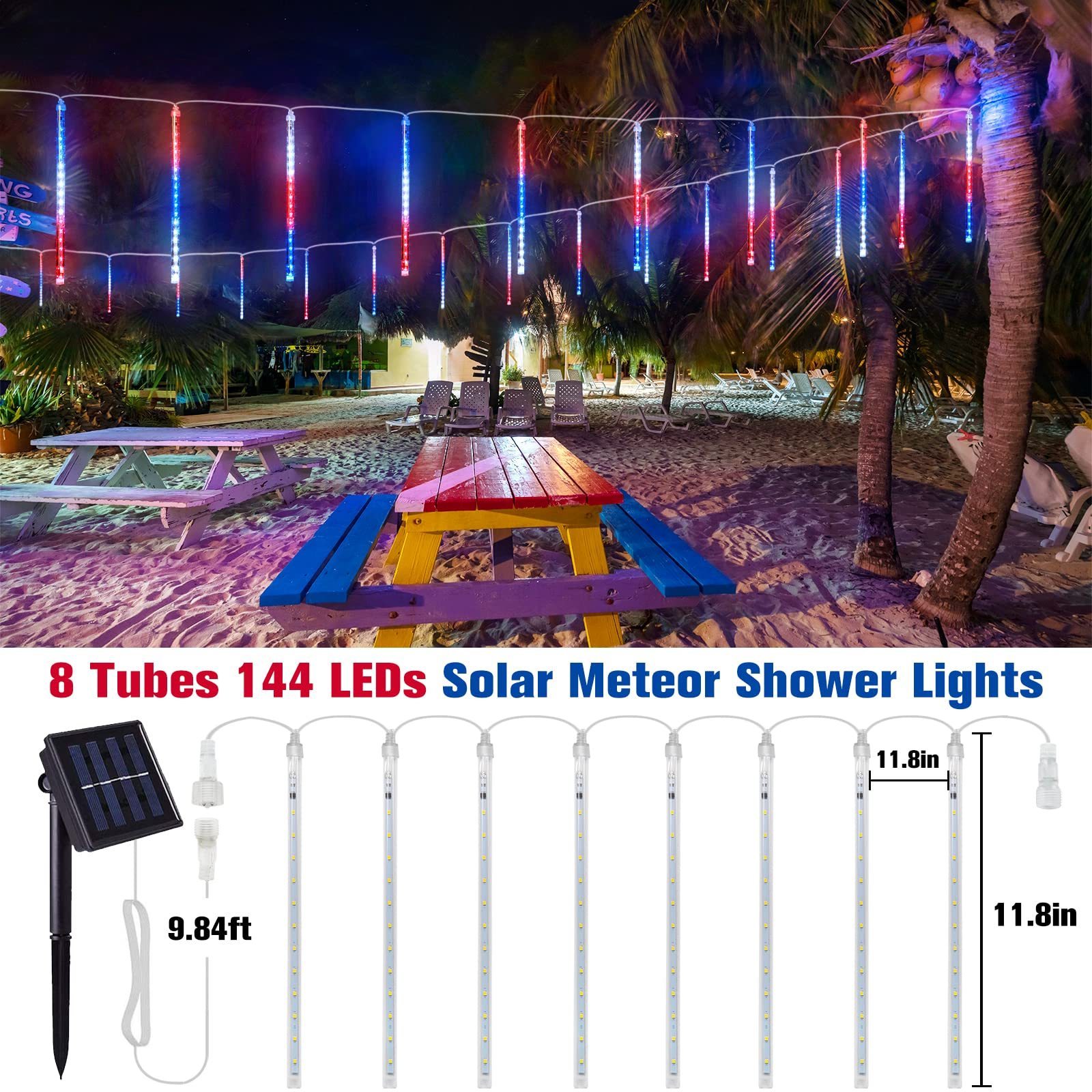 New Trend Solar Icicle Falling Rain Lights Curtain Fairy Battery Christmas Meteor Starfall Led Tube Fairy Light Garden Stag