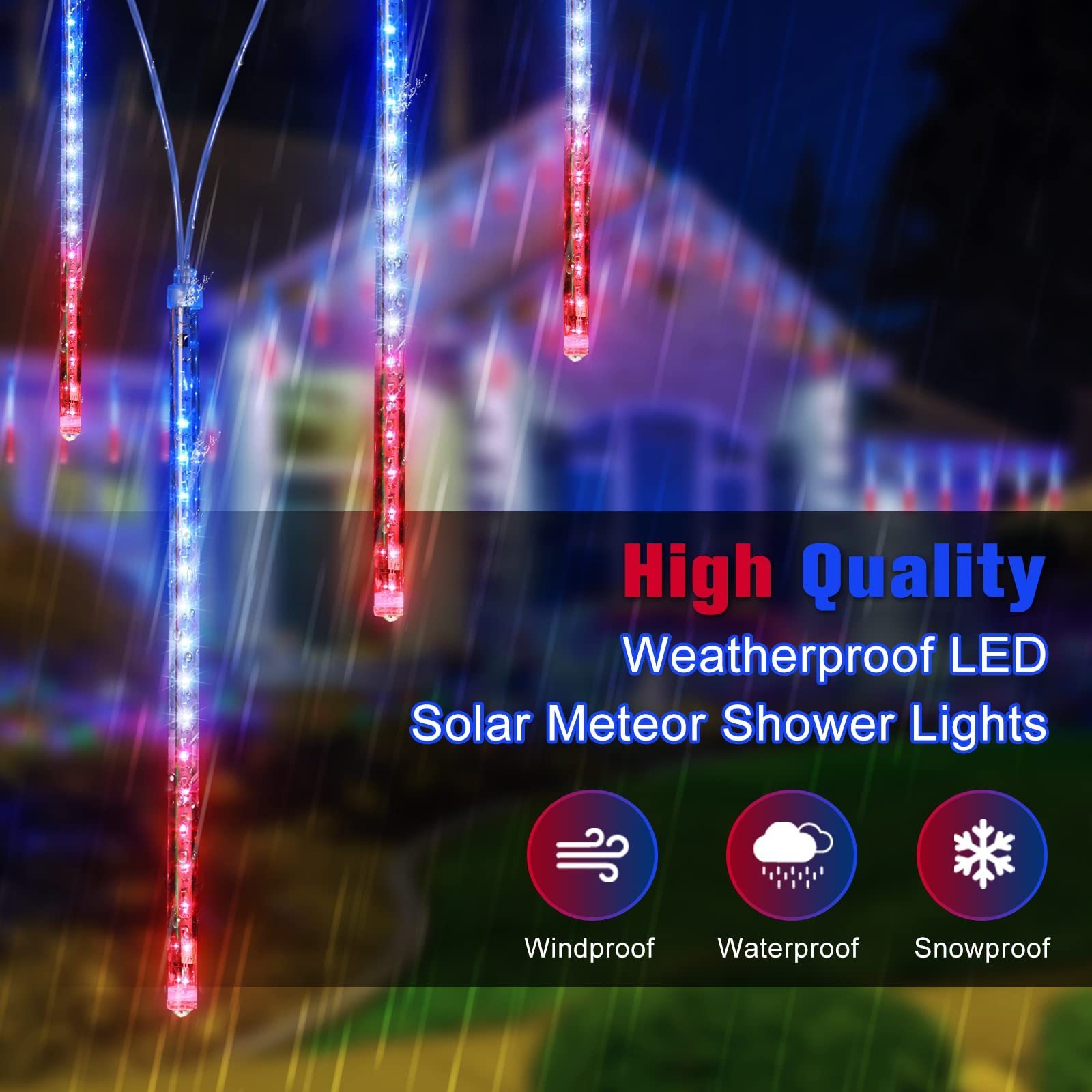 New Trend Solar Icicle Falling Rain Lights Curtain Fairy Battery Christmas Meteor Starfall Led Tube Fairy Light Garden Stag