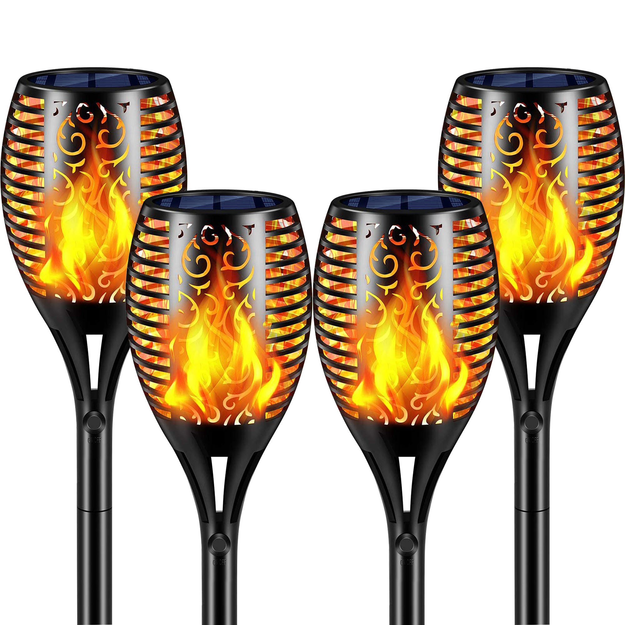 Outdoor Waterproof Decoration Flickering Flame 96 LED Tiki Torches Solar Torch Light Plastic Luces Solares IP65 Luces Llama 0.7