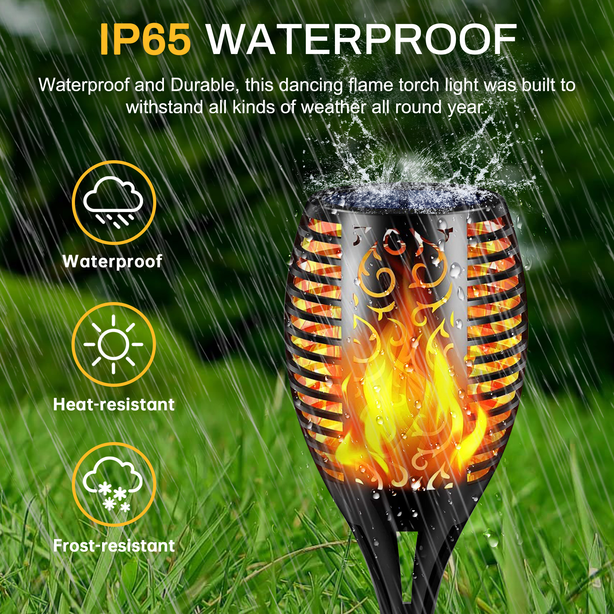 Outdoor Solar Garden Landscape Lawn Tiki Torches Decoration Led Lamps Solar Flame Light Yiliang IP65 Waterproof Plastic 50000