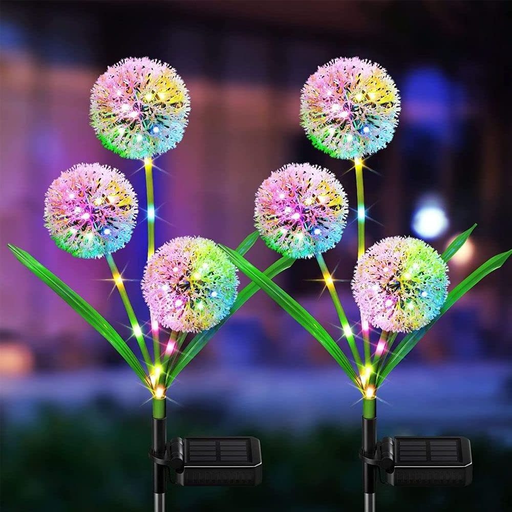 Waterproof Outdoor Multi Color Christmas Solar Dandelion Pendant Garden LED Lawn Flower Stake Pathway Light for Patio Yard Lawn