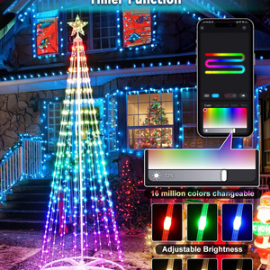 Christmas Tree Ip65 RGB Waterfall Colored Holiday Lighting Decorative Led Top Star Smart Christmas Cone Tree Lights