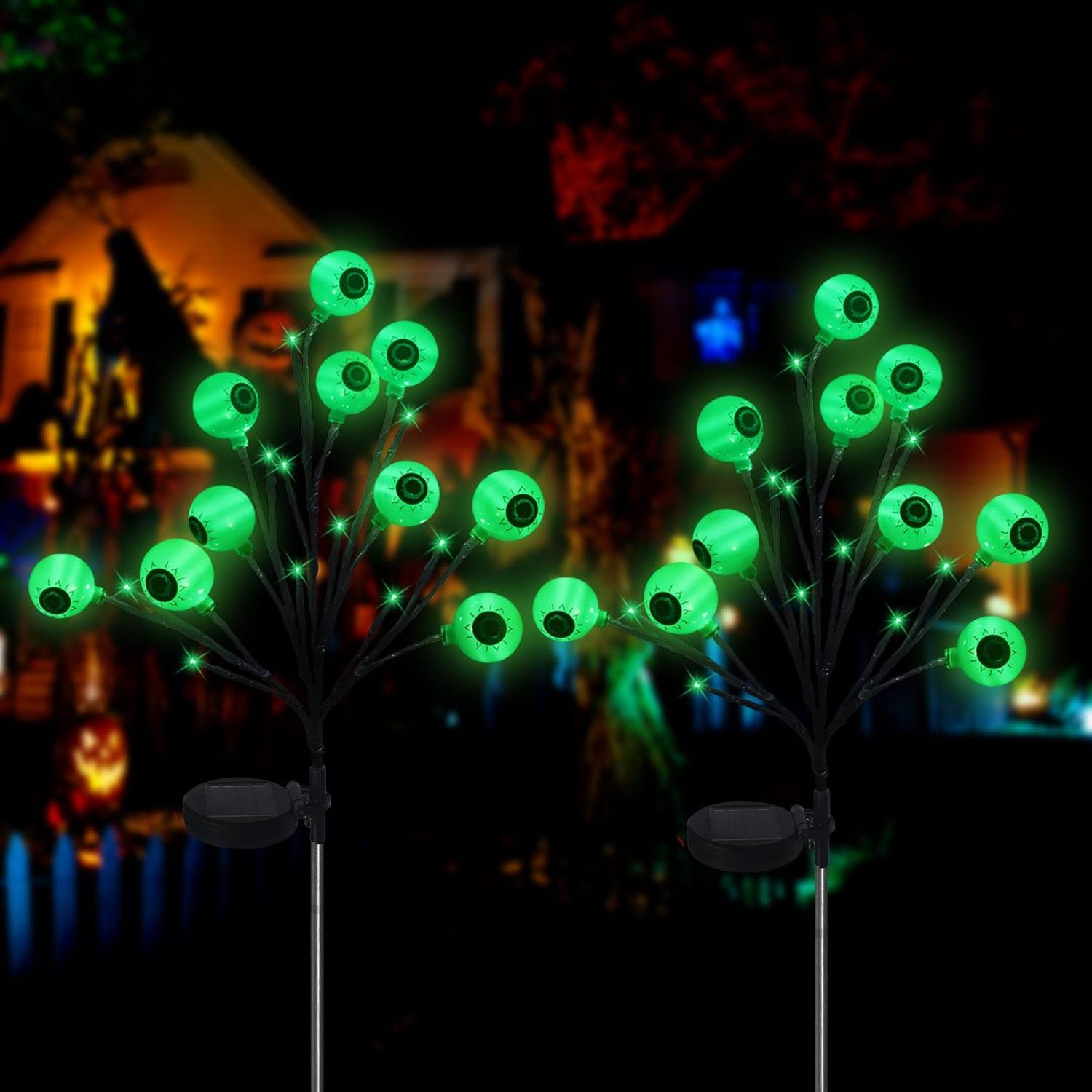 Purple Spooky Lights Scary Eyeballs Solar Garden Lights Halloween Decorations Outdoor swaying Firefly solar lighting