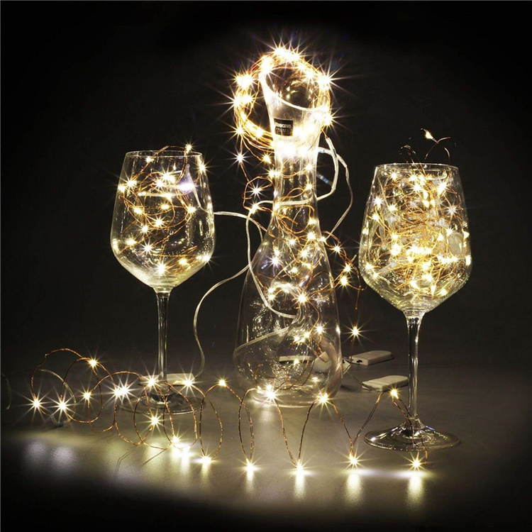 2M 20LED Flexible Battery Operated Waterproof Wedding Christmas Party Decoration Fairy Led Mini Copper Wire String Lights