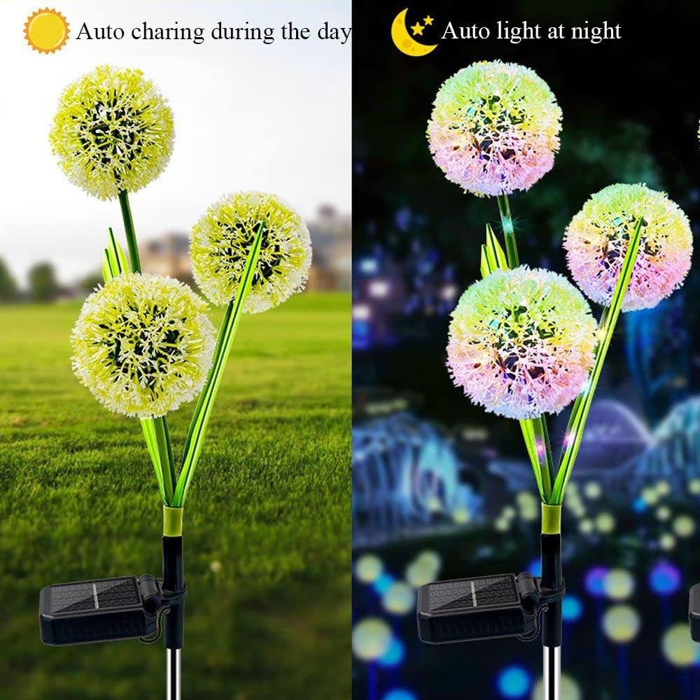 Waterproof Outdoor Multi Color Christmas Solar Dandelion Pendant Garden LED Lawn Flower Stake Pathway Light for Patio Yard Lawn