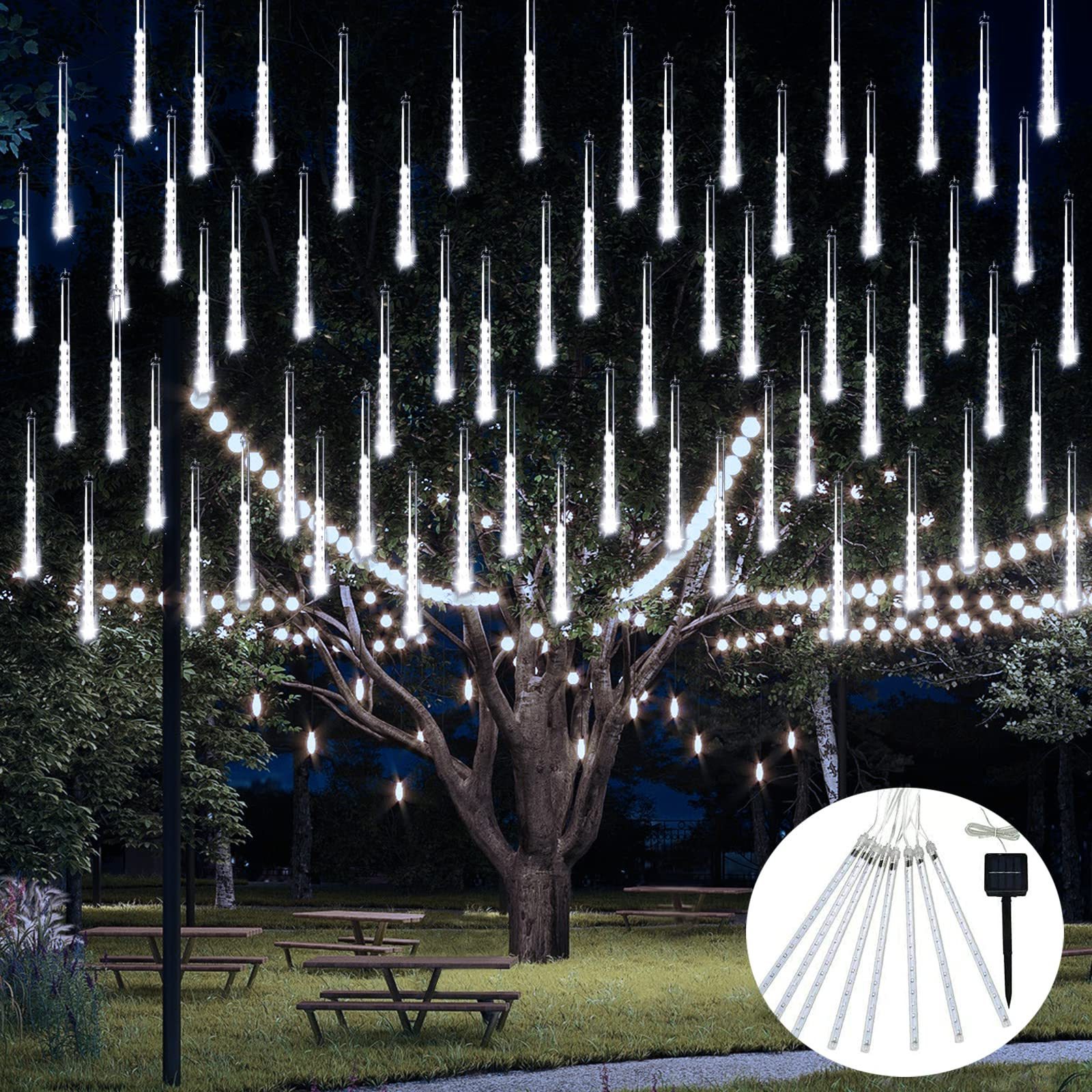 Hot Selling Colorful Meteor Shower String Lamp Led Meteor Shower Led Rain Tube Light Solar Icicle String Lights Tree