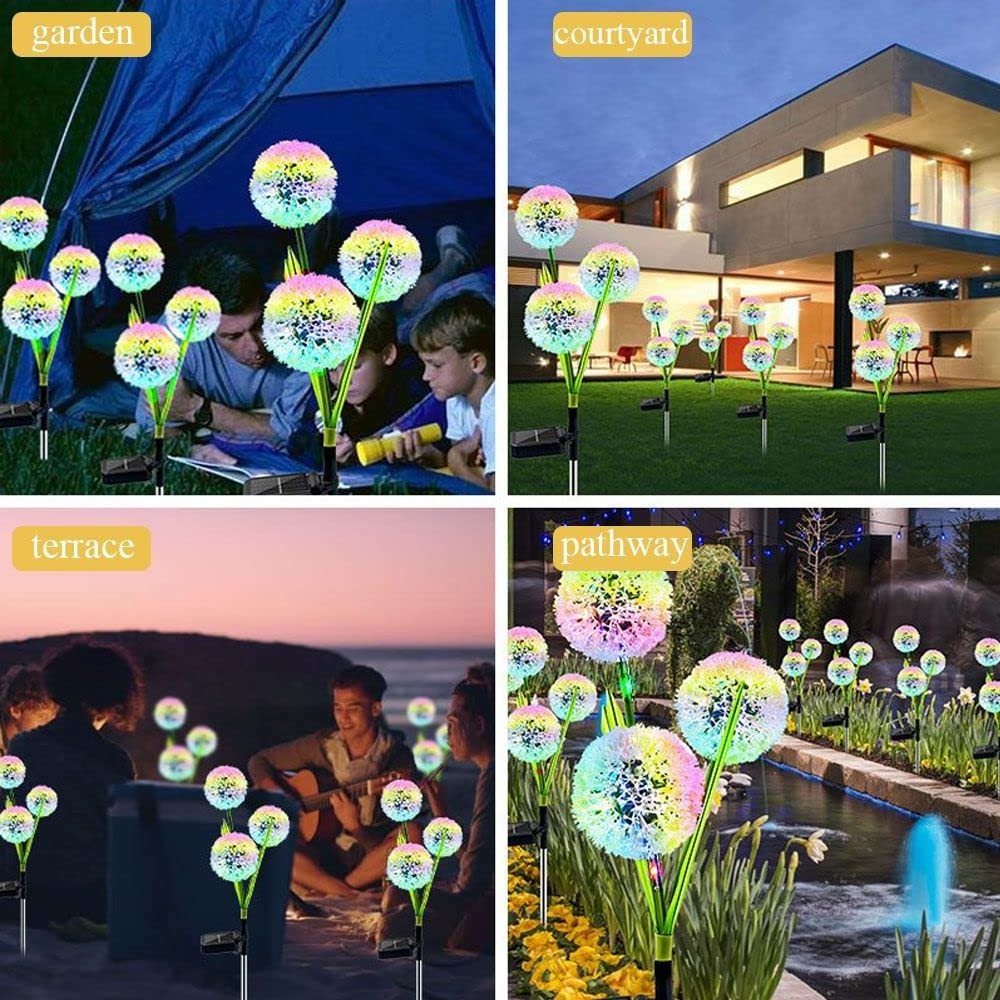 Waterproof Outdoor Multi Color Christmas Solar Dandelion Pendant Garden LED Lawn Flower Stake Pathway Light for Patio Yard Lawn