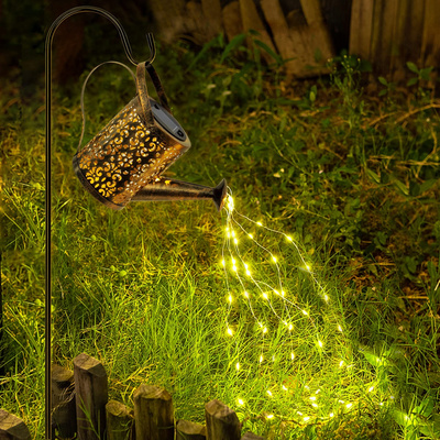 LED Solar Waterfall Watering Can Art Outdoor Decorative Garden Waterproof Copper Garden Yard Party Decoration Stake Light BestSuppliers
