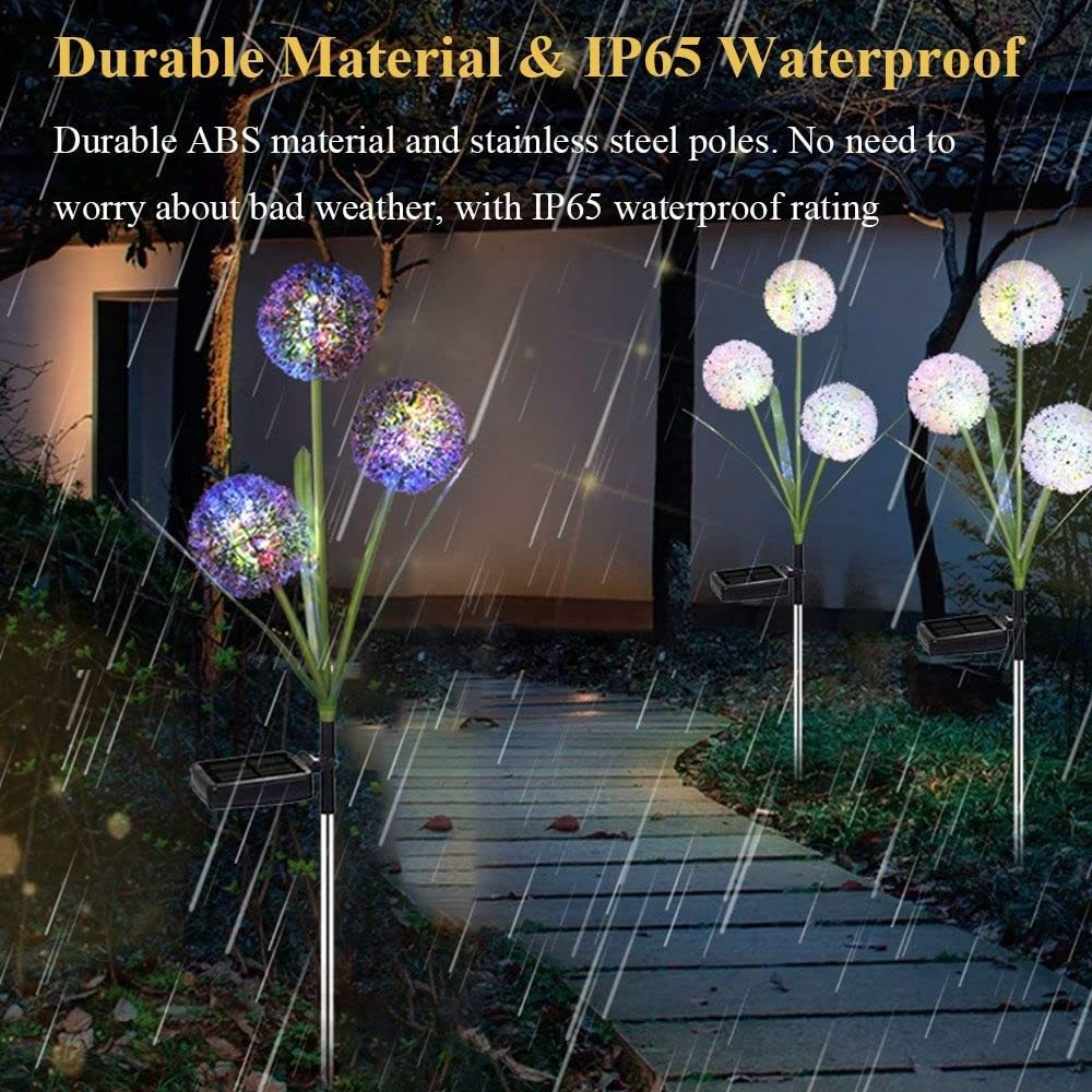 Waterproof Outdoor Multi Color Christmas Solar Dandelion Pendant Garden LED Lawn Flower Stake Pathway Light for Patio Yard Lawn