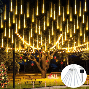 8 Tubes 144 LEDs Rain Lights Solar Christmas Solar Meteor Shower Lights Led Falling Rain Fairy String Lights