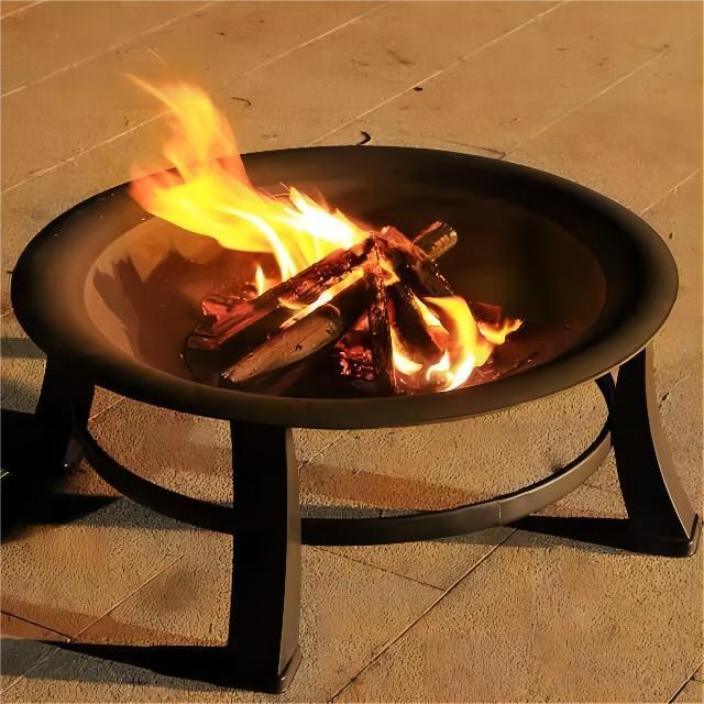 YIMO 30 INCH Outdoor Heaters Round Wood Burning Fire Pit Bonfire Pit outdoor fire chimney