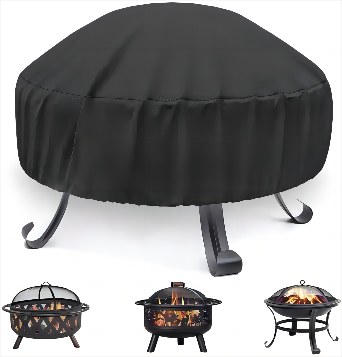 Hot Sale Fire Pit Cover Black Round Square Rectangle Shape Oxford Fire Pit PVC Cover with Waterproof cloth