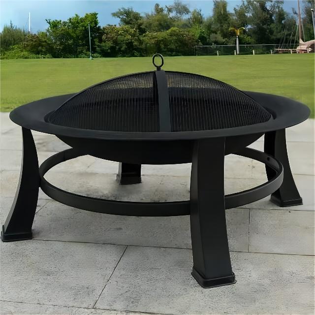 YIMO 30 INCH Outdoor Heaters Round Wood Burning Fire Pit Bonfire Pit outdoor fire chimney