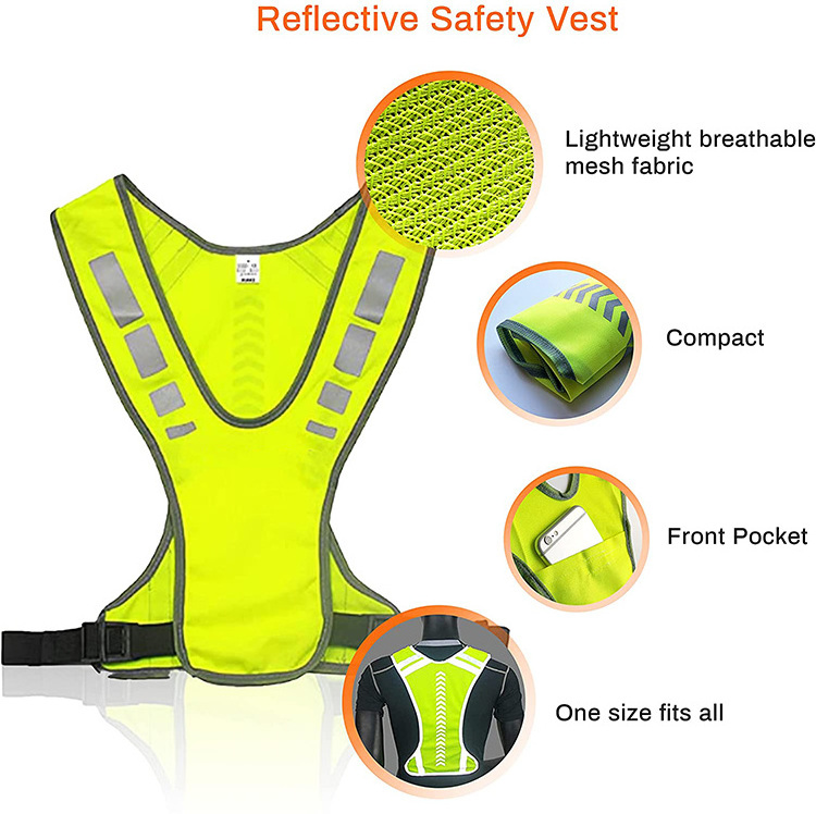 Jogging Running Reflective Gear Jacket Clothing Cloth Orange Night Walking Bicycle Cycling Safety Vest