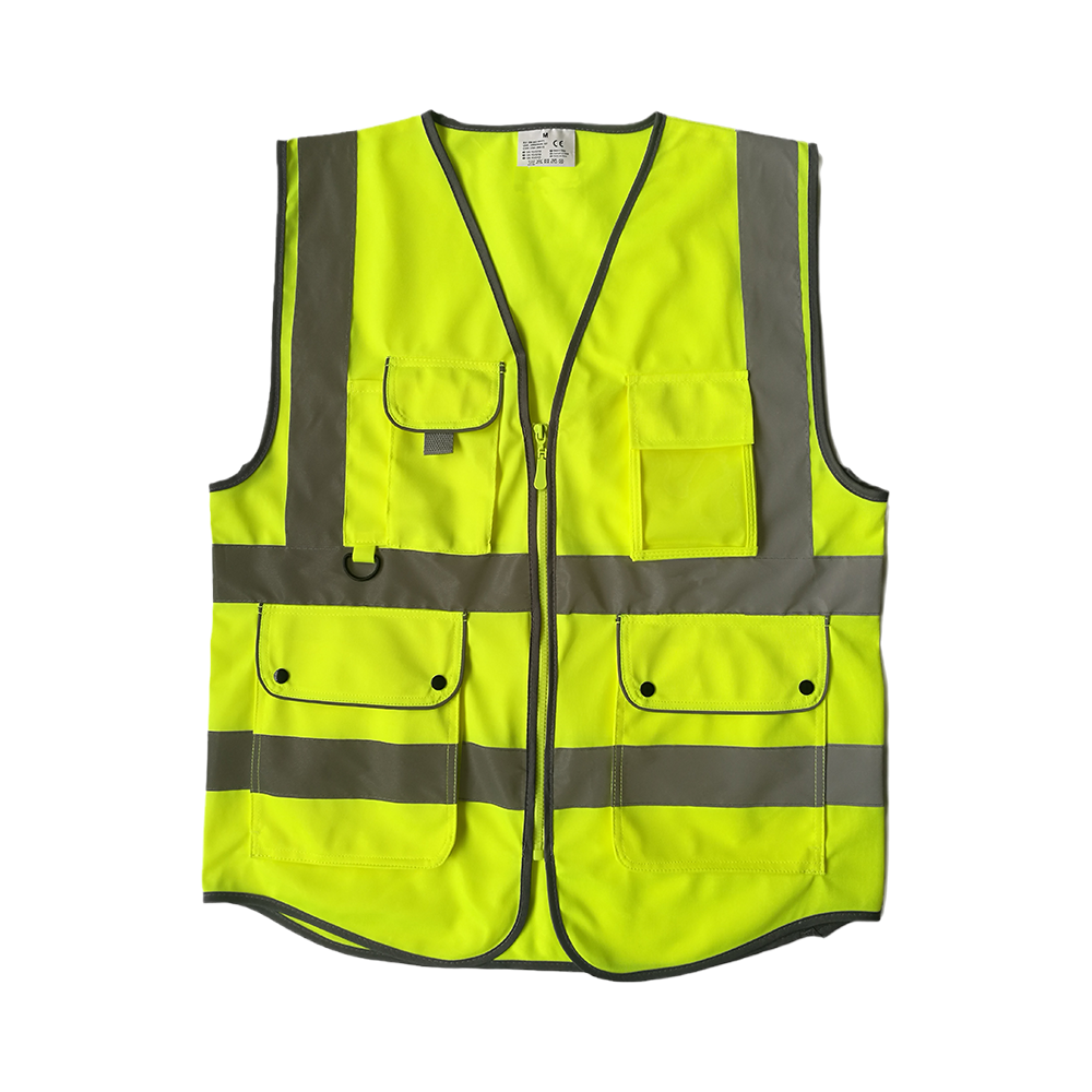 Customize Logo Multi Pockets Men's Reflective Vest Security Safety Vest Roadway Hi Vis Vest