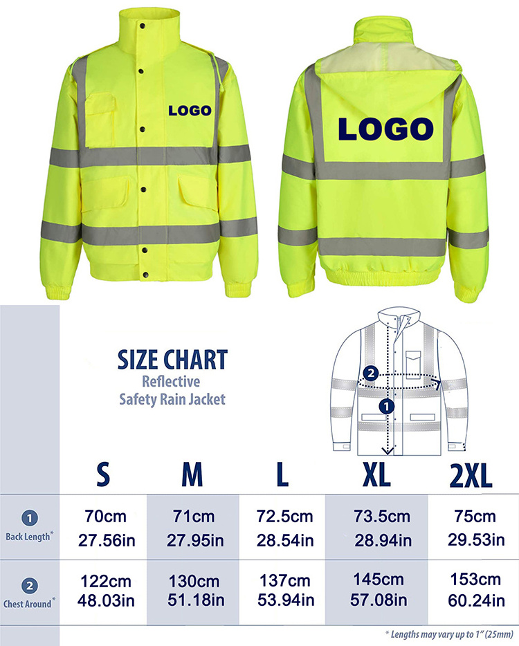 Black High Visibility Hi Vis Tops Coat Clothes Workwear Safety Reflective Rain Jacket hot sell