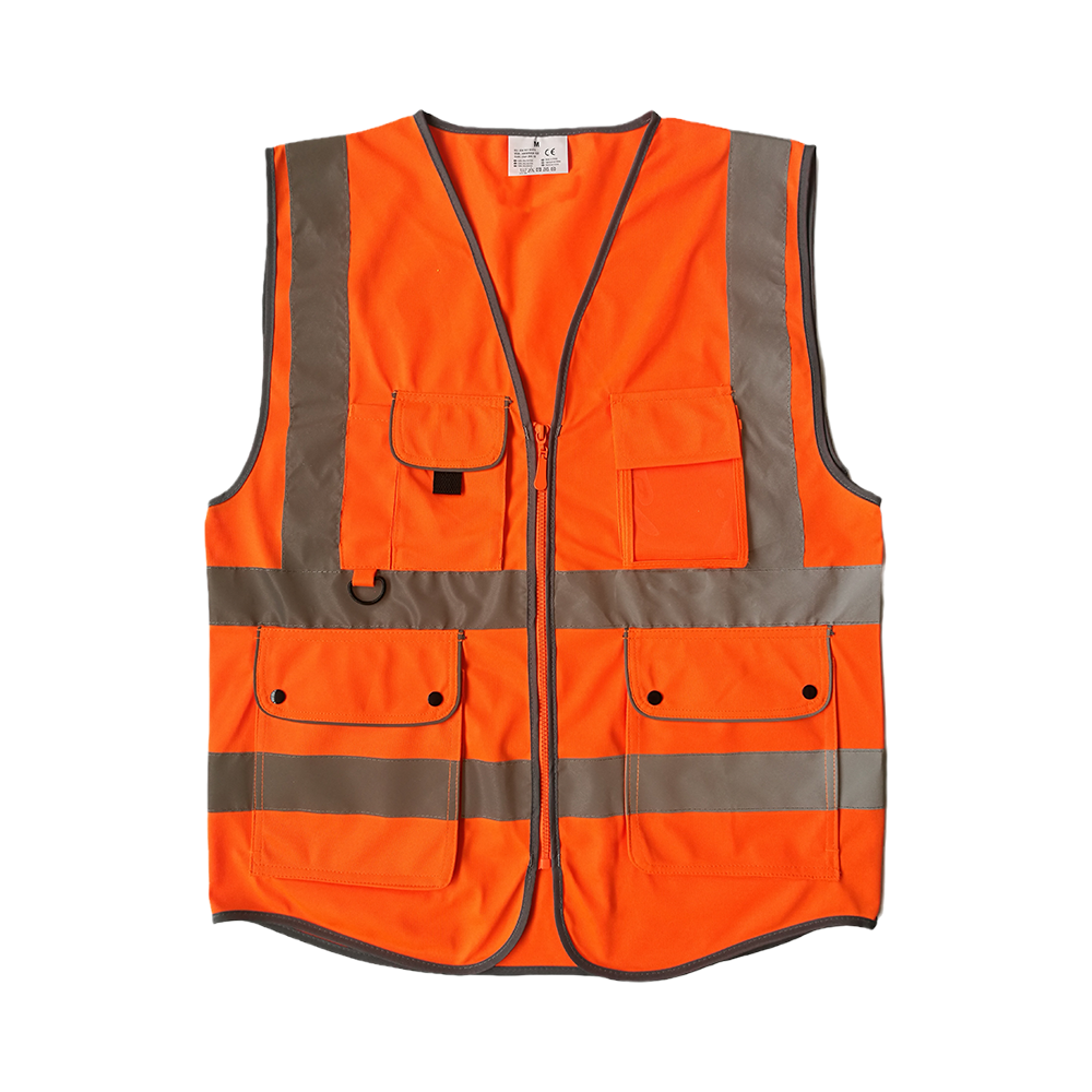 Customize Logo Multi Pockets Men's Reflective Vest Security Safety Vest Roadway Hi Vis Vest