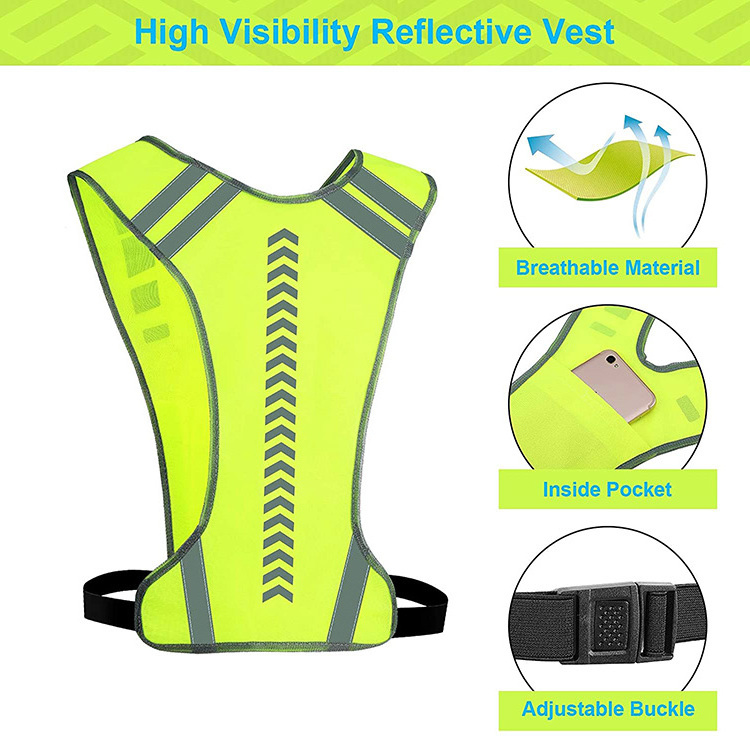 Jogging Running Reflective Gear Jacket Clothing Cloth Orange Night Walking Bicycle Cycling Safety Vest