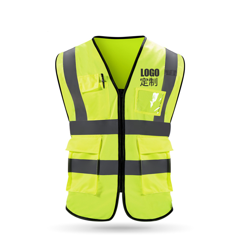 Safety Vest With Pockets Custom Logo High Visibility Safety Vests Reflective Class 2 With Zipper And Pockets