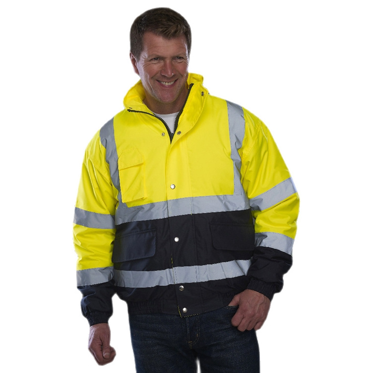 Black High Visibility Hi Vis Tops Coat Clothes Workwear Safety Reflective Rain Jacket hot sell