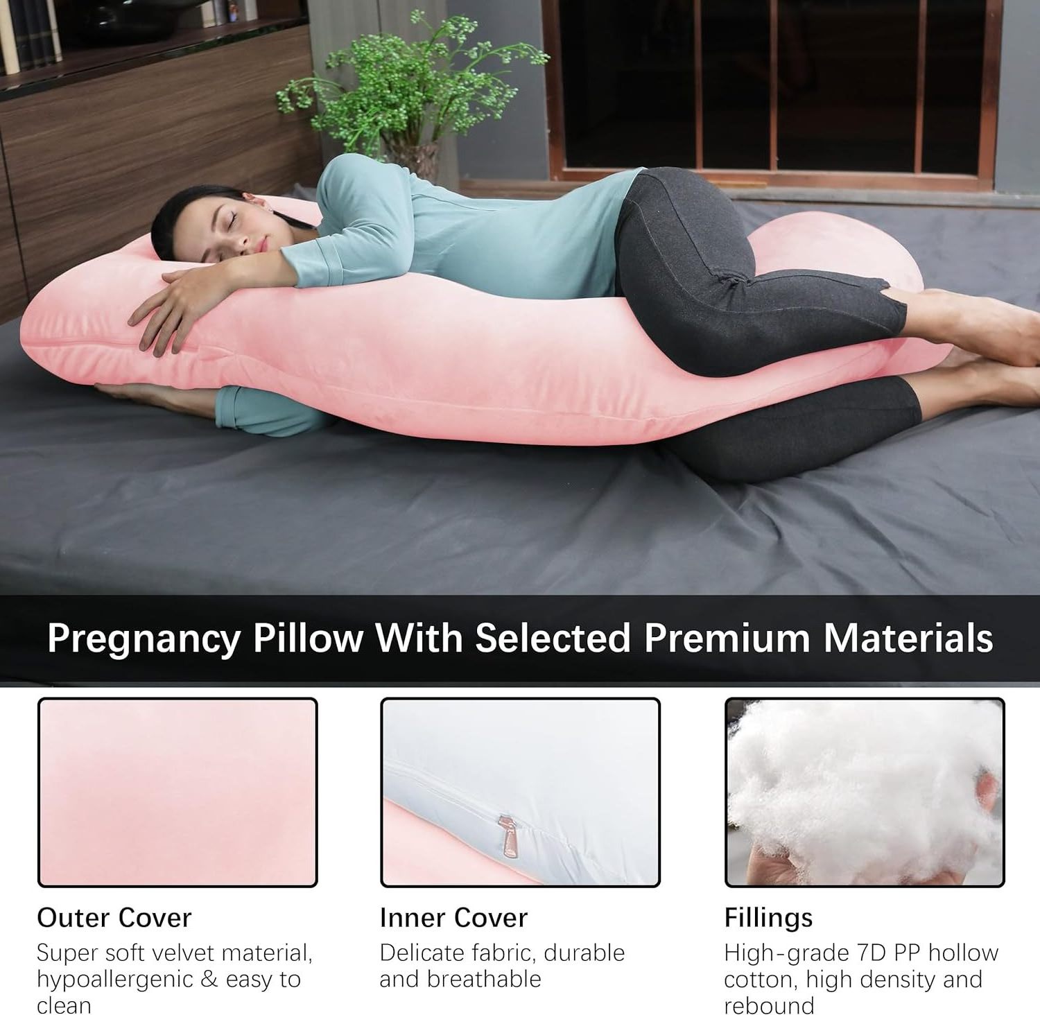 J-type pregnant woman pillow crystal velvet detachable foldable washing support abdominal pillow pregnant mother throw pillow