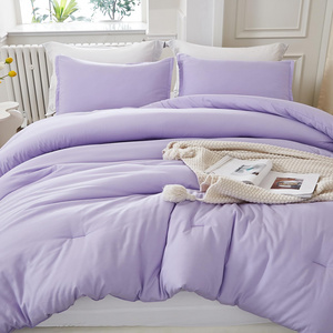 Queen Lavender Luxury Washable Microfiber Material Down Alternative Filled Polyester Filled Comforter Set For Hotel