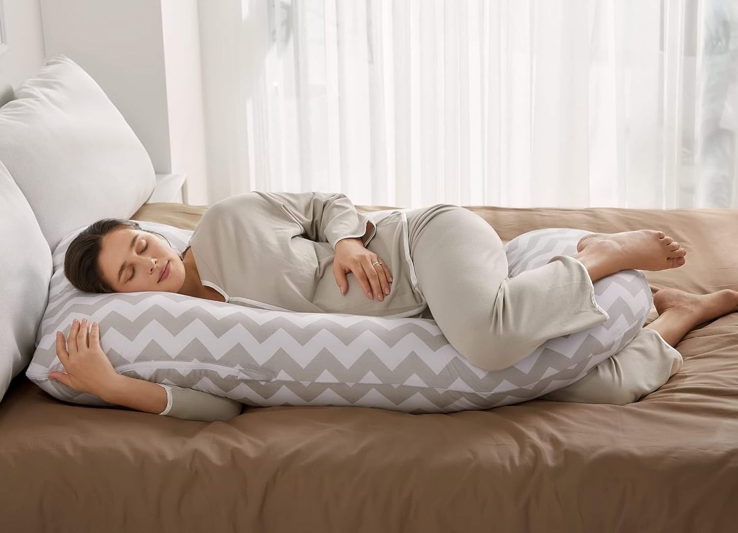 Full G Shaped Pregnancy Pillow Maternity Body Pillow for Pregnant for Side Sleeping and Back Pain Relief