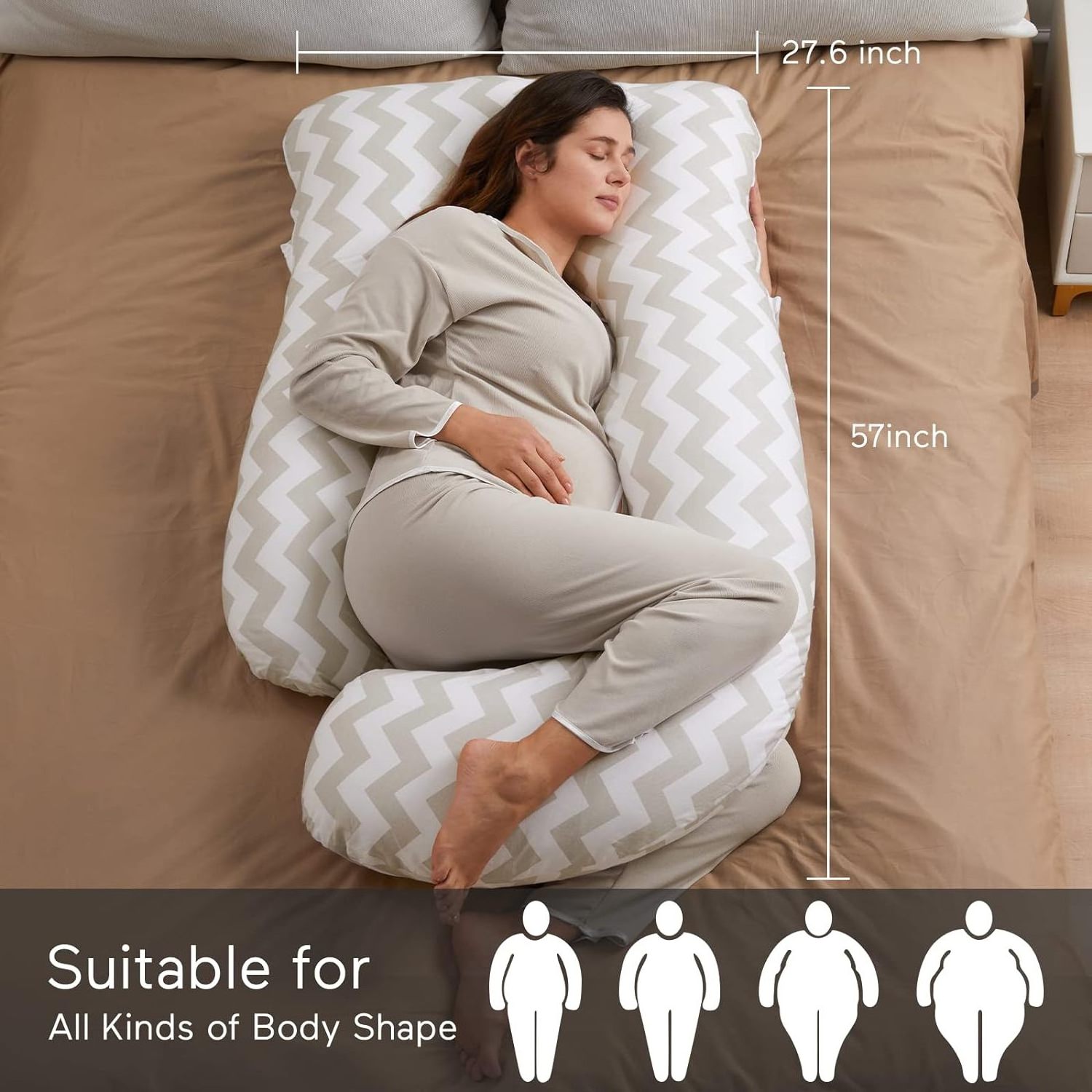 Full G Shaped Pregnancy Pillow Maternity Body Pillow for Pregnant for Side Sleeping and Back Pain Relief