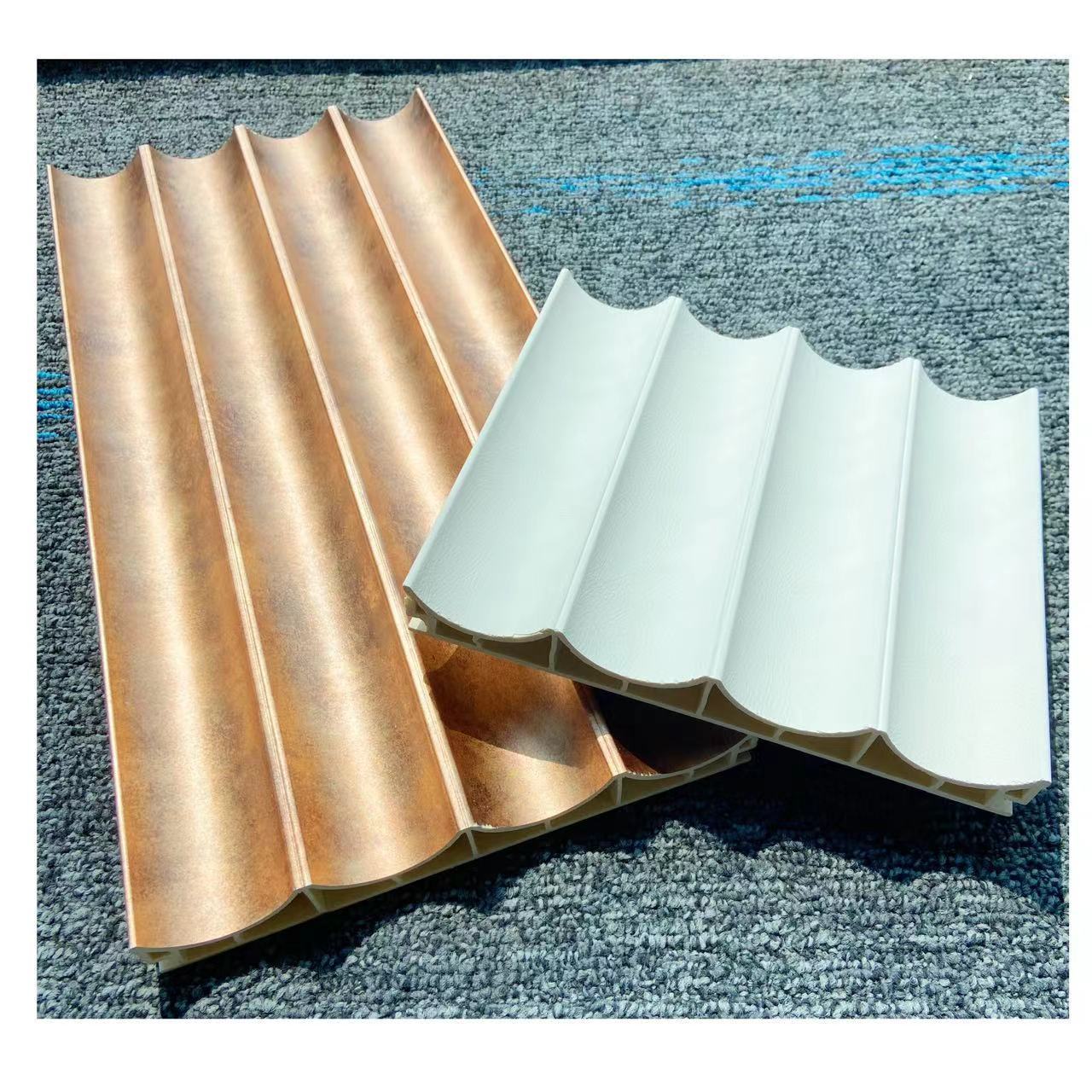 210B High quality 25.45mm Arc molding fluted Wavy grain wpc pvc ceiling  panel wall sheeting