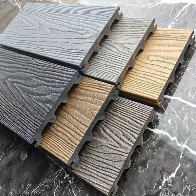 high quality WPC Decking  3D wood grain composite hollow solid outdoor flooring Decking