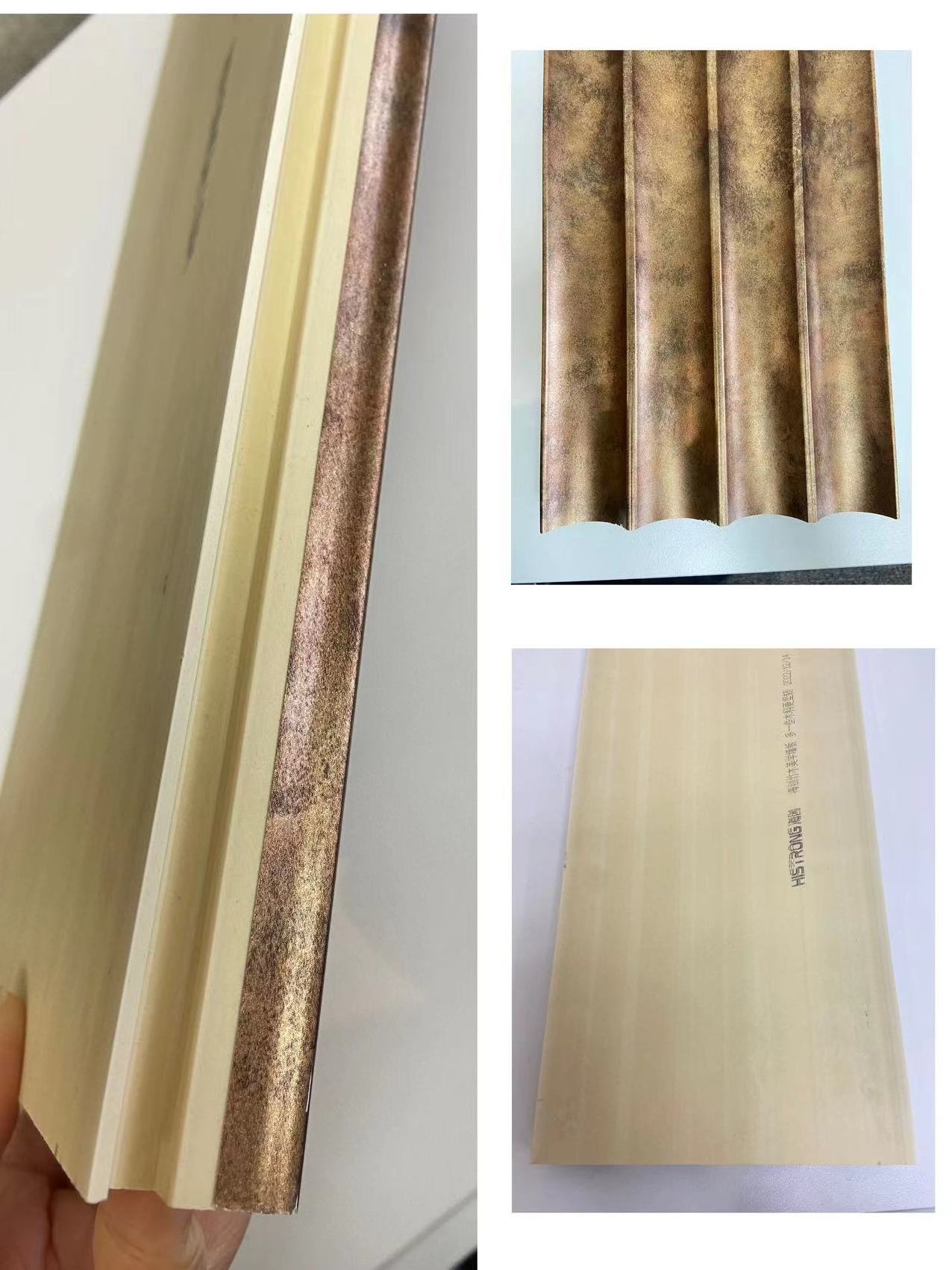 210B High quality 25.45mm Arc molding fluted Wavy grain wpc pvc ceiling  panel wall sheeting