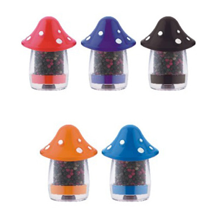 Wholesale Colorful Cute Unique Mushroom Shaped Kitchen Manual Dry Spice Sea Salt and Pepper Mill Grinder