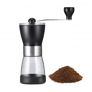 Portable Ceramic Burr Stainless Steel Handle Manual Coffee Bean Grinder black color with Adjustable Coarseness