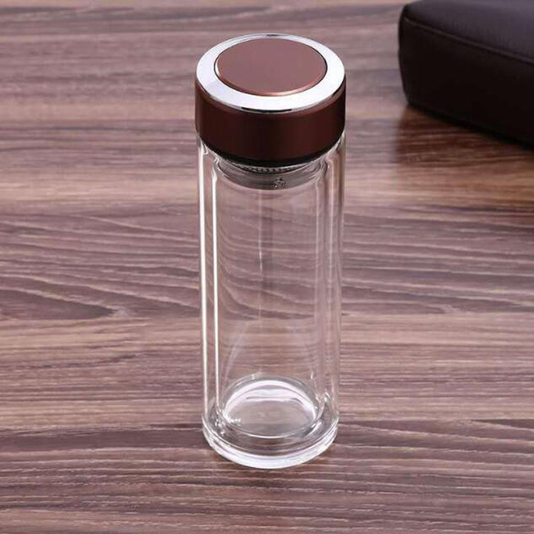 Double Wall Drinking Water Glass Bottle With Tea Infuser