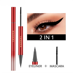 2 In 1 Waterproof Eyeliner 2024 Mascara Pen Double Ended 4D Fiber Curling Mascara Smooth Fast Drying Liquid Eye Liner Eye Makeup