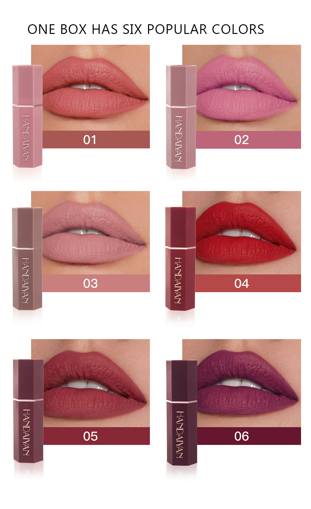 2024 handaiyan custom 6colors sets lip gloss solid lipstick labial por mayor lipstick set waterproof new vegan creamy lipstick