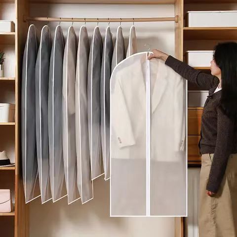 Custom Logo Dust Cover Peva Clothes Packaging Dress Organizer Hanging Closet Storage Clear Suit Garment Bag