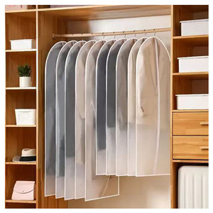 Custom Logo Dust Cover Peva Clothes Packaging Dress Organizer Hanging Closet Storage Clear Suit Garment Bag