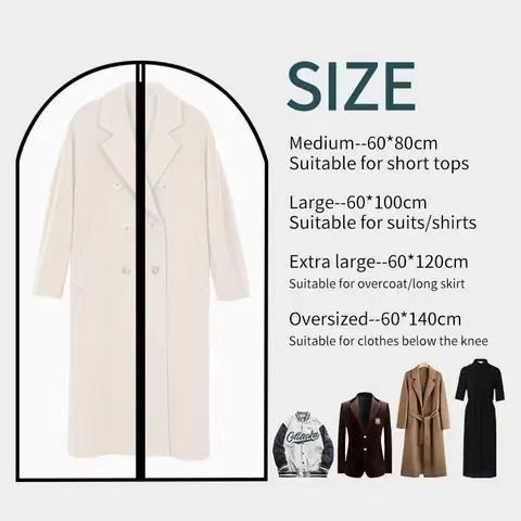 Custom Logo Dust Cover Peva Clothes Packaging Dress Organizer Hanging Closet Storage Clear Suit Garment Bag