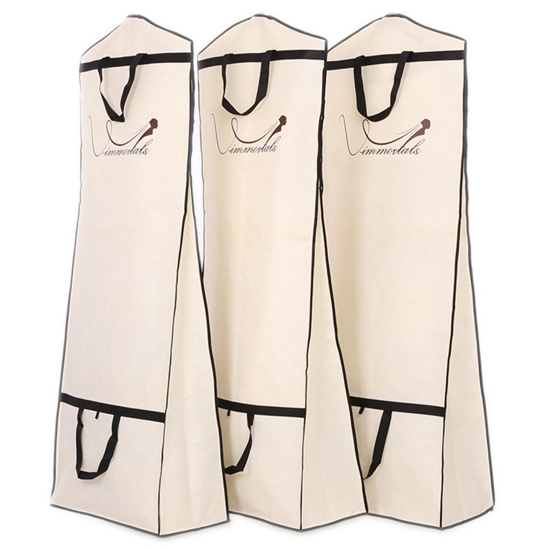 Yile Custom Logo Portable Foldable Bridal Poly Long Dust Dress Cover Wedding Gown Garment Bag For Storage