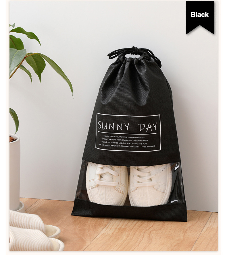 Waterproof Travel Household Custom Logo Sports Non-Woven Fabric PVC Drawstring Shoe Storage Dust Bag