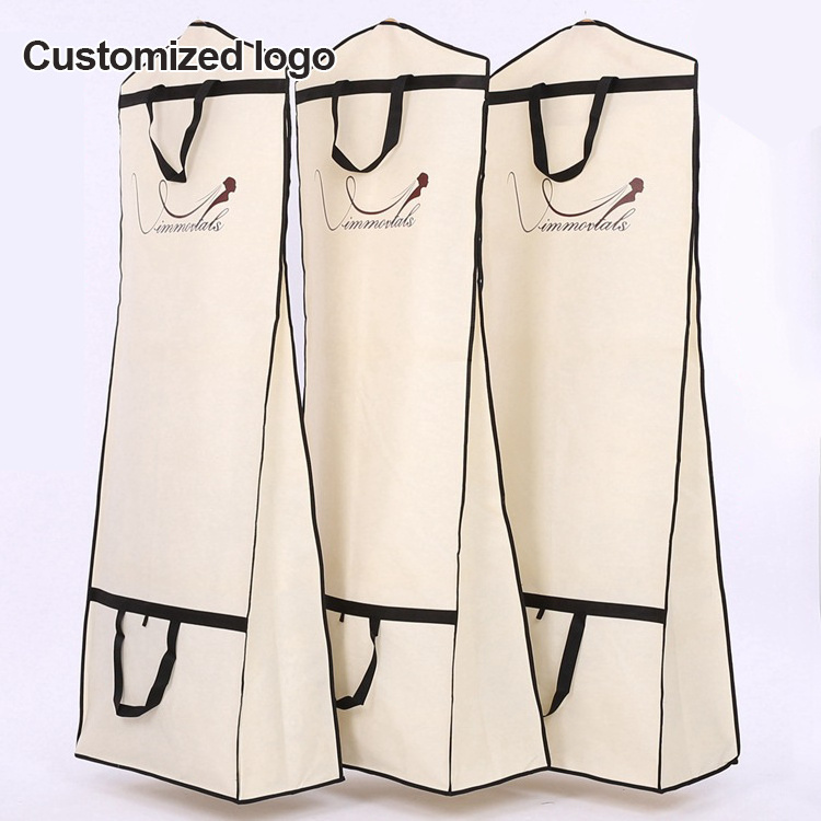 Yile Custom Logo Portable Foldable Bridal Poly Long Dust Dress Cover Wedding Gown Garment Bag For Storage