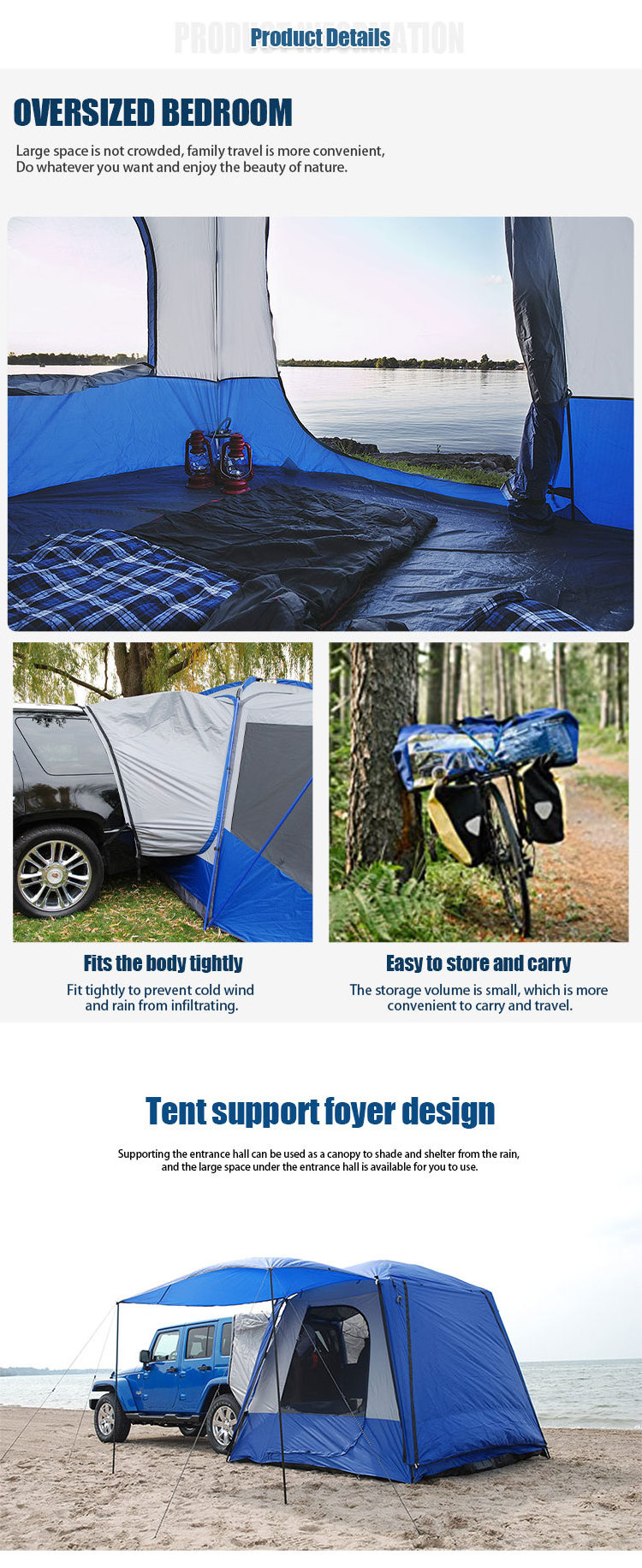 2022 Hot Selling Portable SUV Tent Tailgate Shade Car Tent Canopy for Outdoor tent Camping Car Travel