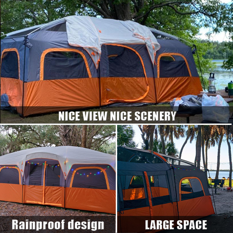 2022 latest version Family tent Double Layer Leisure 2 Room 8 10 Person Camping tent Cabin House Shape Tent