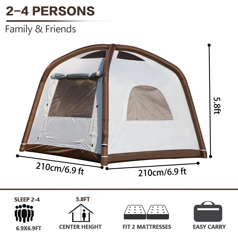 Hot sale Family Tents Camping Outdoor Waterproof 2-4 People ultralight Camping Inflatable Tent